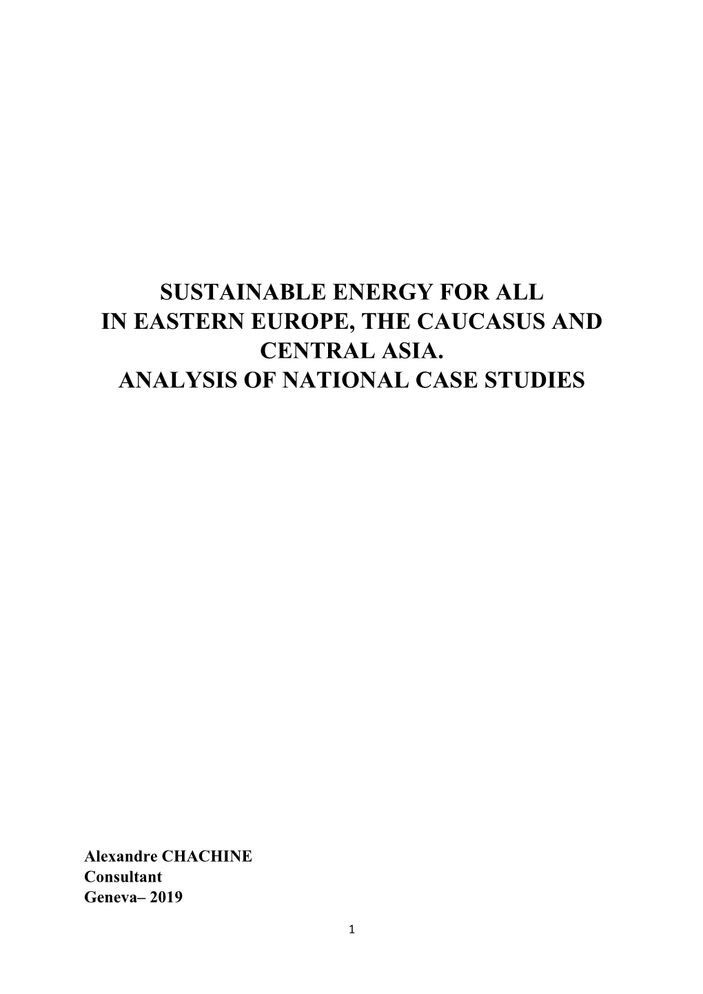 Sustainable Energy for All in Eastern Europe, the Caucasus and Central Asia