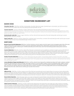 Webstore Ingredient List