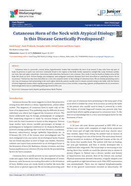 Cutaneous Horn of the Neck with Atypical Etiology: Is This Disease Genetically Predisposed?