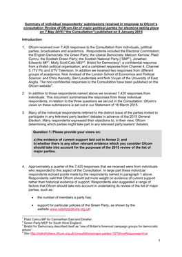 Summary of Individual Responses to Major Parties Con Doc.Docx