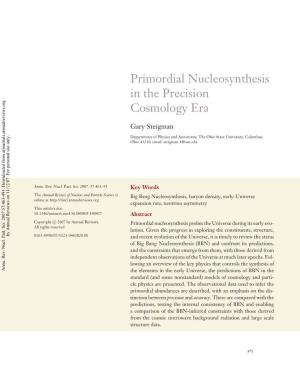 Primordial Nucleosynthesis in the Precision Cosmology Era