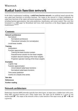 Radial Basis Function Network