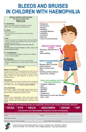 Bleeds and Bruises in Children with Haemophilia