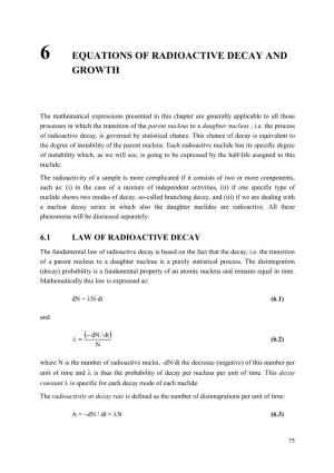 6 Equations of Radioactive Decay and Growth