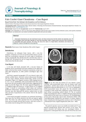 Falx Cerebri Giant Chondroma ‒ Case Report