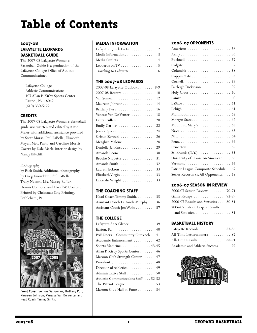 Table of Contents