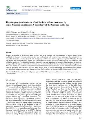 Of the Brackish Environment by Ponto-Caspian Amphipods: a Case Study of the German Baltic Sea