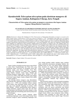 Karakteristik Telescopium Telescopium Pada Ekosistem Mangrove Di Segara Anakan, Kabupaten Cilacap, Jawa Tengah