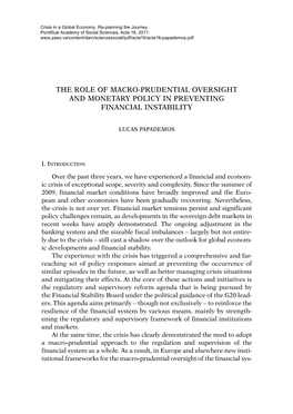 The Role of Macro-Prudential Oversight and Monetary Policy in Preventing Financial Instability