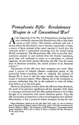 Pennsylvania Rifle: Revolutionary Weapon in *A Conventional War?