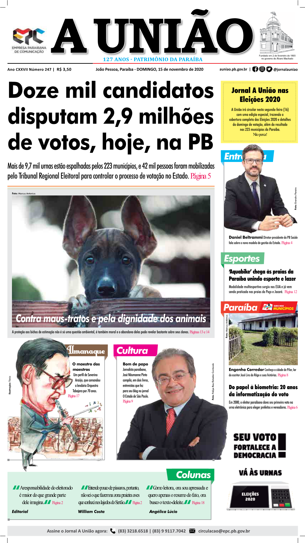 Doze Mil Candidatos Disputam 2,9 Milhões De Votos, Hoje, Na PB