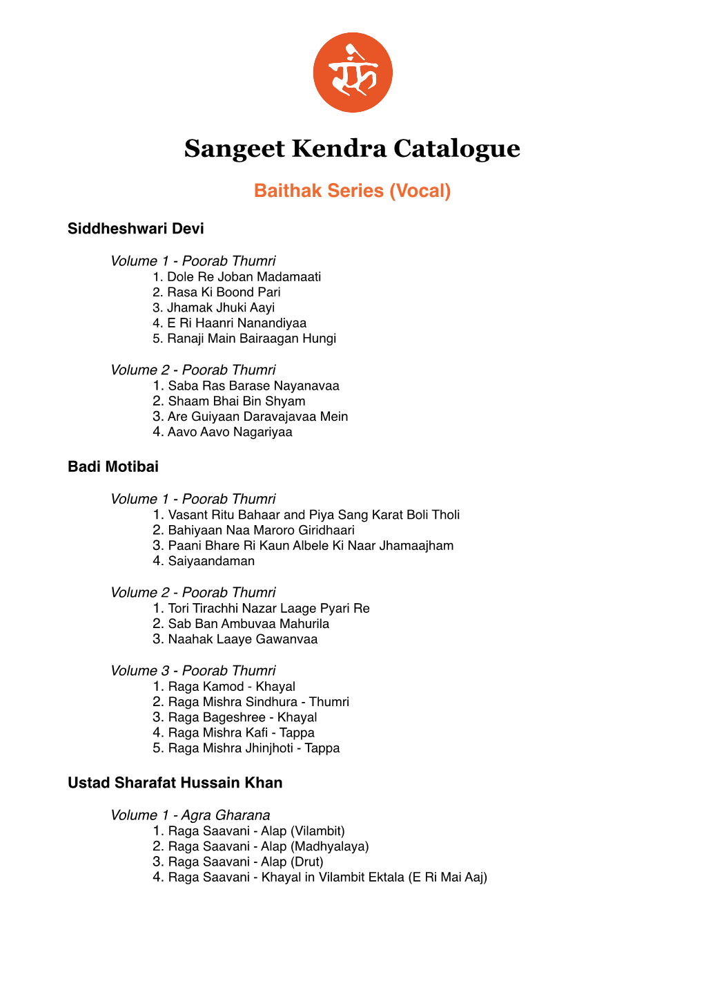 Sangeet Kendra Catalogue Copy