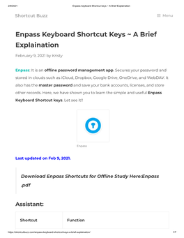 Enpass Keyboard Shortcut Keys ~ a Brief Explaination