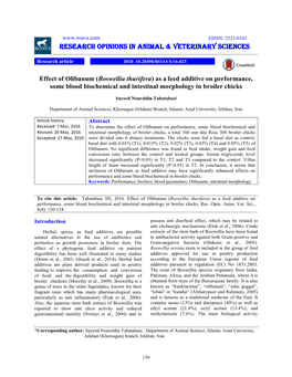 Research Opinions in Animal & Veterinary Sciences