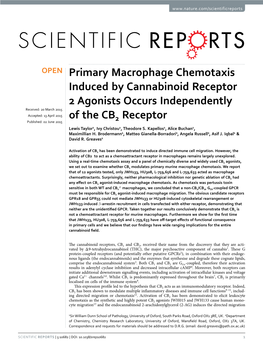 Primary Macrophage Chemotaxis Induced by Cannabinoid Receptor