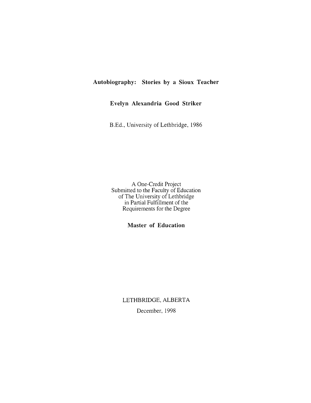 Stories by a Sioux Teacher Evelyn Alexandria Good Striker