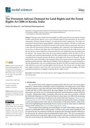 The Persistent Adivasi Demand for Land Rights and the Forest Rights Act 2006 in Kerala, India