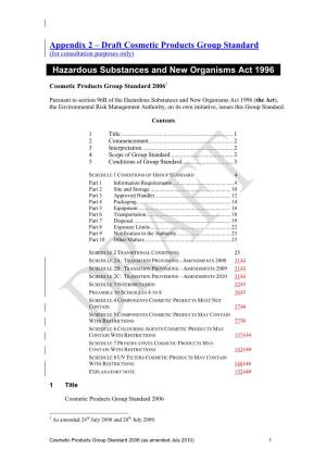 Draft Consolidated Cosmetic Products Group Standard 2006
