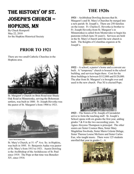 The History of St. Joseph's Church – Hopkins, Mn