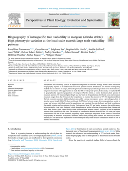 Biogeography of Intraspecific Trait Variability in Matgrass (Nardus Stricta)