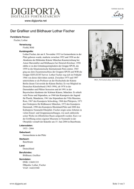 Der Grafiker Und Bildhauer Lothar Fischer