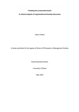 A Critical Analysis of Organisational Diversity Discourse Alison Clarke A