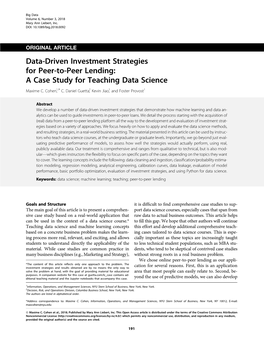 Data-Driven Investment Strategies for Peer-To-Peer Lending: a Case Study for Teaching Data Science