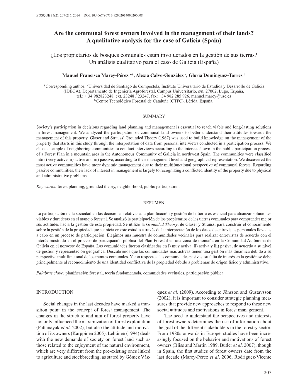 Are the Communal Forest Owners Involved in the Management of Their Lands? a Qualitative Analysis for the Case of Galicia (Spain)