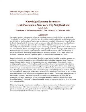 Knowledge Economy Incarnate: Gentrification in a New York City Neighborhood Isabelle Soifer Department of Anthropology and UCI Law, University of California, Irvine