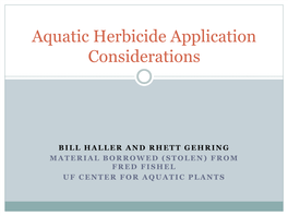 Aquatic Herbicide Application Considerations