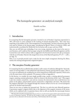 The Homopolar Generator: an Analytical Example