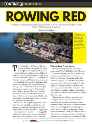 ROWING RED Historic Philadelphia Boathouse Gets a New Vibrant Red Roof with High-Performance Coating by Ron Partridge