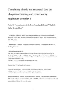 Correlating Kinetic and Structural Data on Ubiquinone Binding and Reduction by Respiratory Complex I