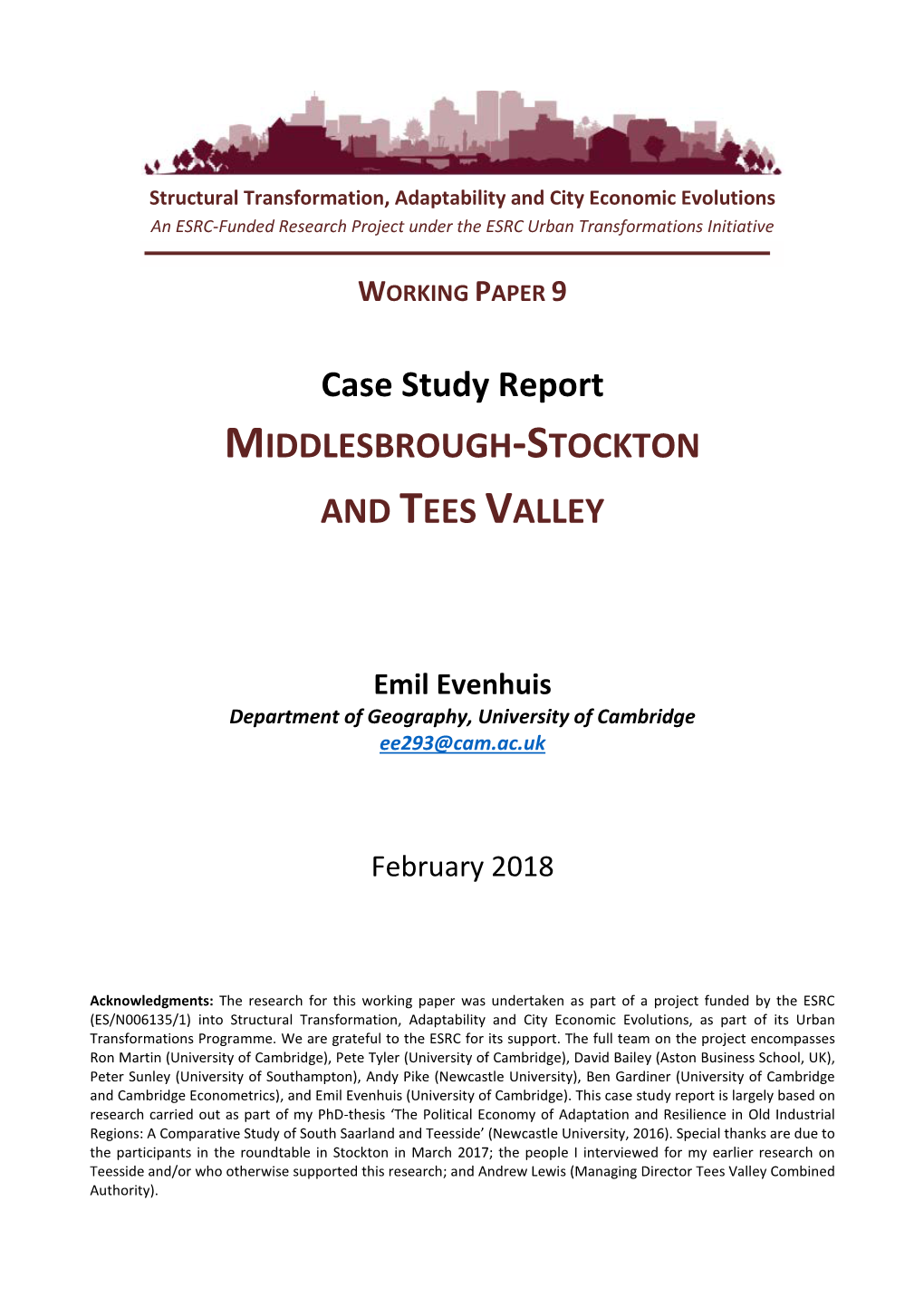 Case Study Report MIDDLESBROUGH-STOCKTON and TEES VALLEY