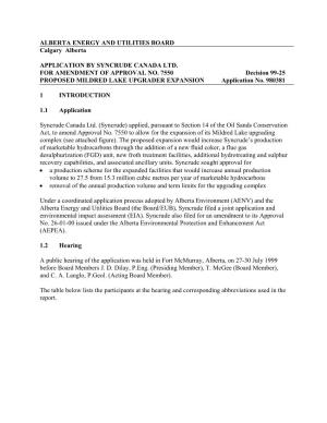 D99-25 Decision: Syncrude Canada Ltd. for Amendment of Approval No