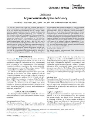 Argininosuccinate Lyase Deficiency