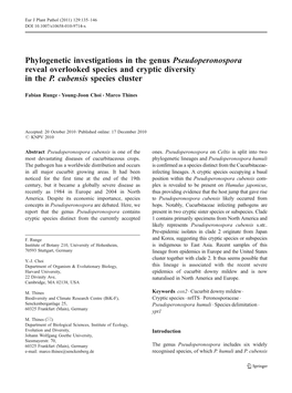 Phylogenetic Investigations in the Genus Pseudoperonospora Reveal Overlooked Species and Cryptic Diversity in the P