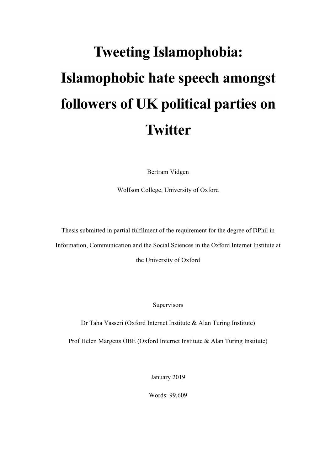 Tweeting Islamophobia: Islamophobic Hate Speech Amongst Followers of UK Political Parties on Twitter