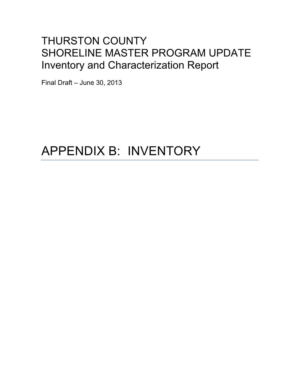 Appendix B: Inventory