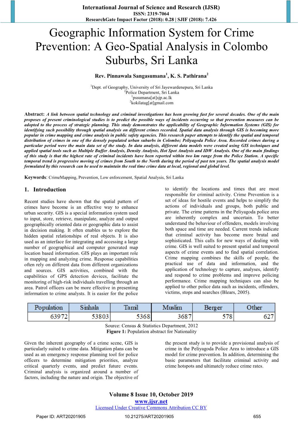 A Geo-Spatial Analysis in Colombo Suburbs, Sri Lanka