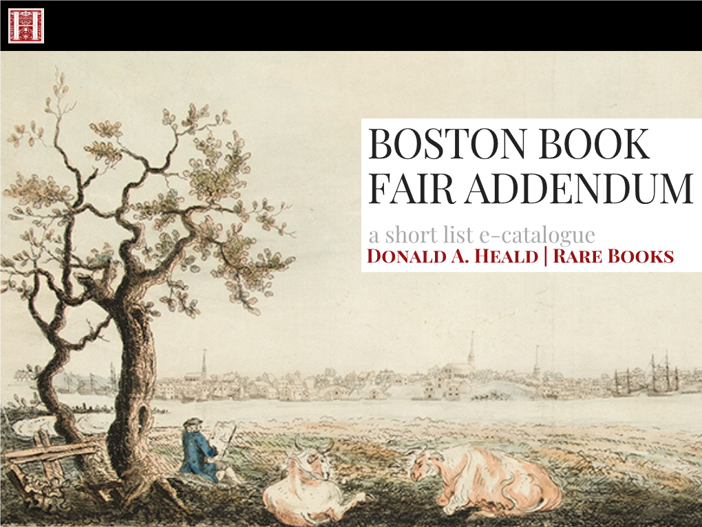 BOSTON BOOK FAIR ADDENDUM a Short List E-Catalogue Donald A