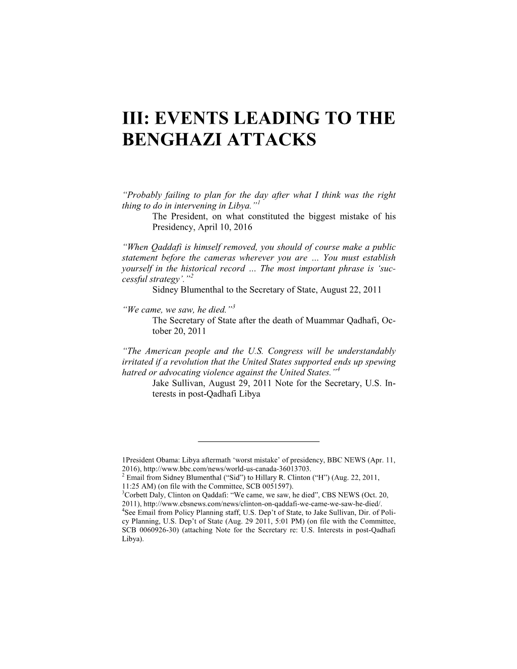 Iii: Events Leading to the Benghazi Attacks