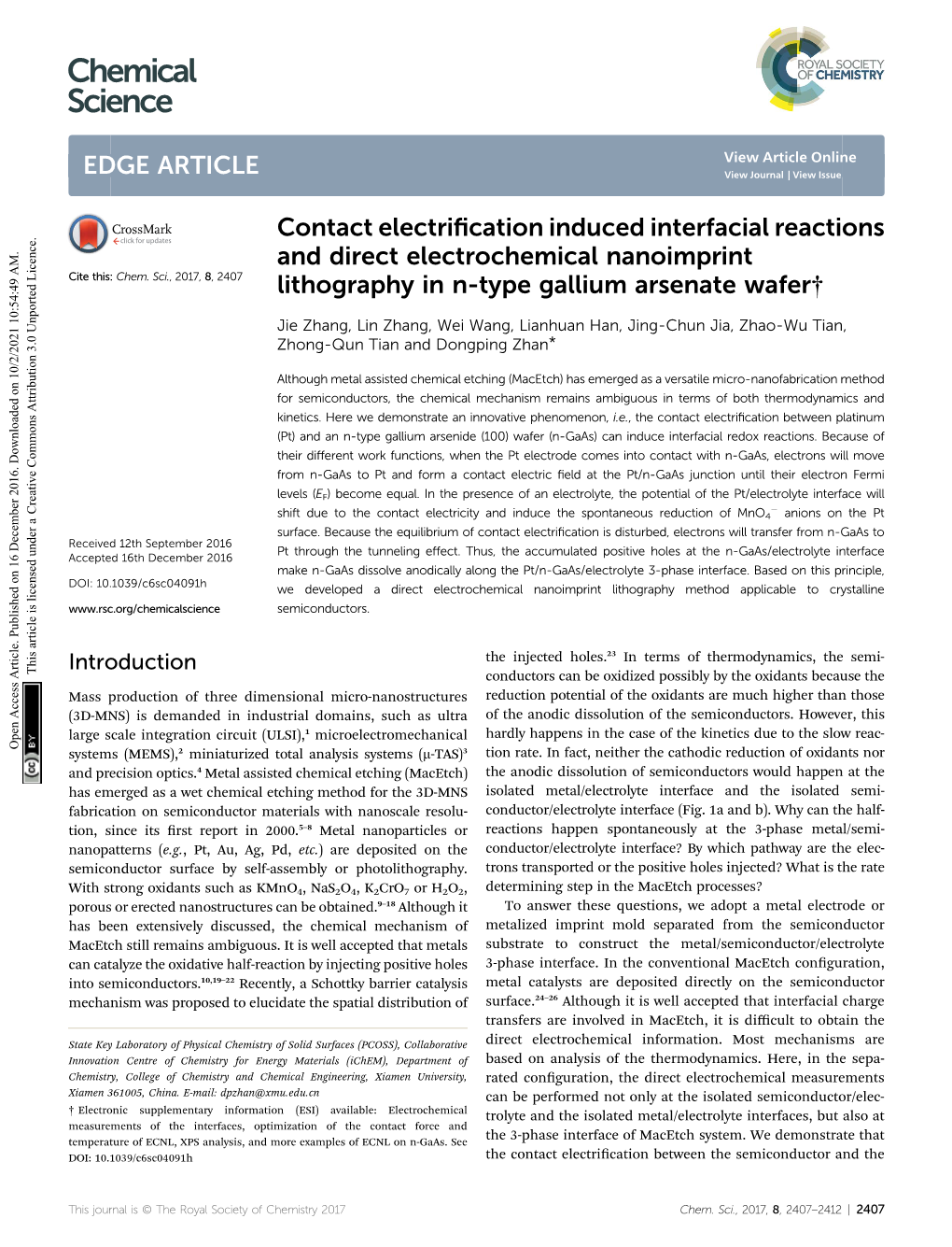 Contact Electrification Induced Interfacial Reactions and Direct