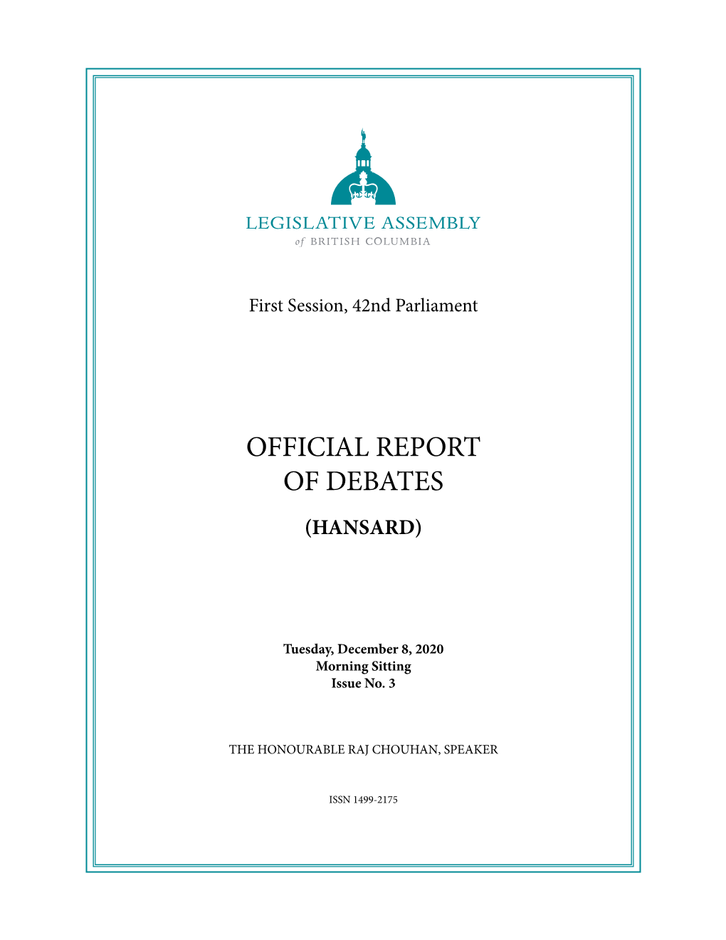 Official Report of Debates (Hansard)
