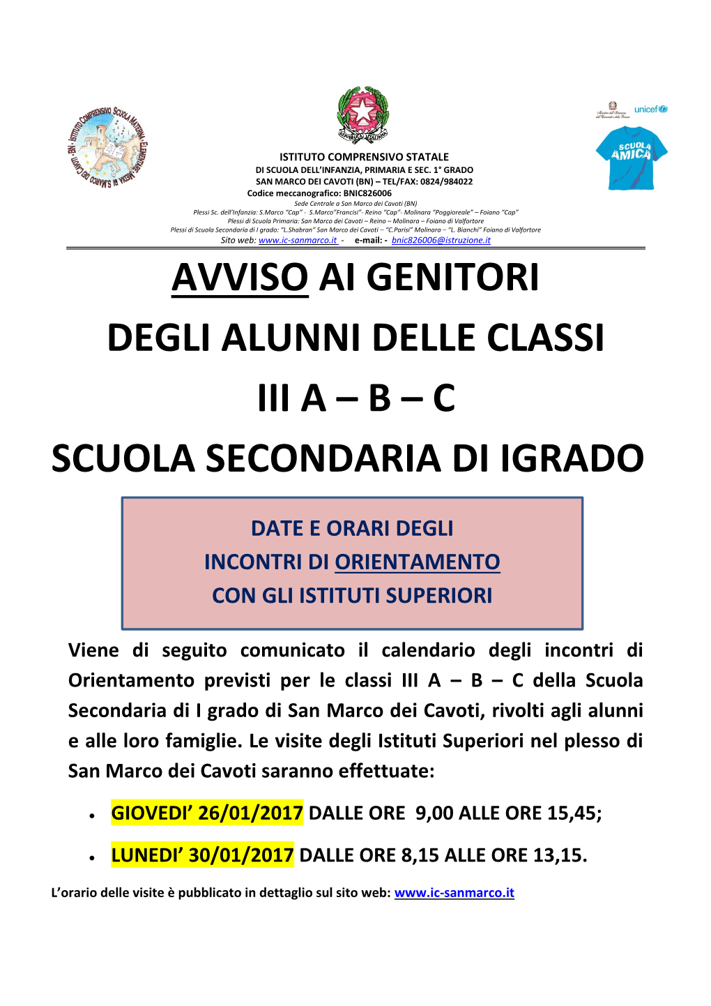 B – C Scuola Secondaria Di Igrado