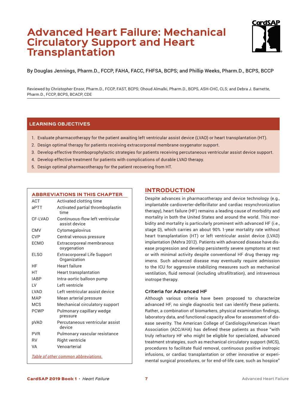 Advanced Heart Failure: Mechanical Circulatory Support and Heart Transplantation