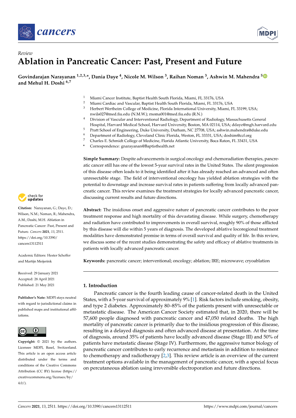 Ablation in Pancreatic Cancer: Past, Present and Future