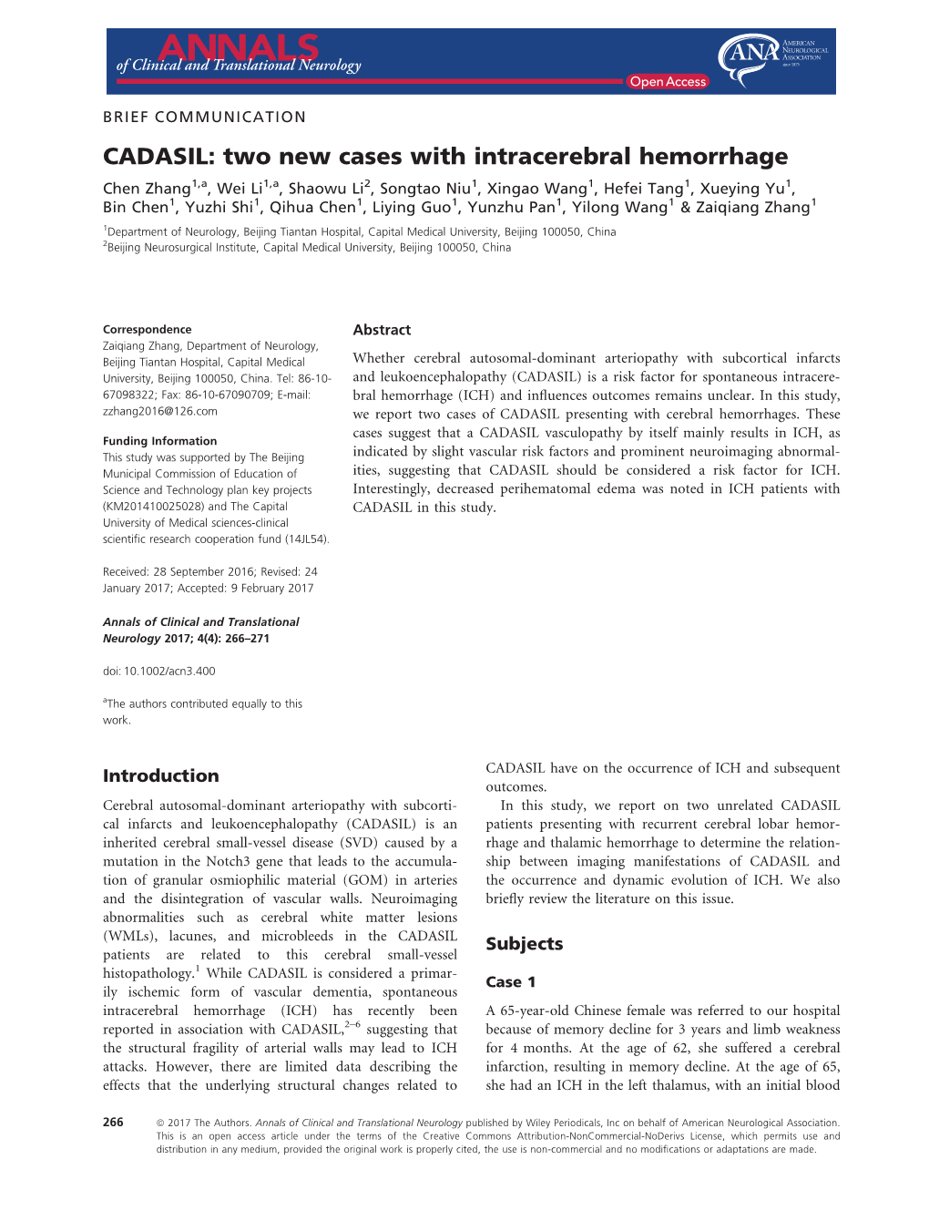 CADASIL: Two New Cases with Intracerebral Hemorrhage