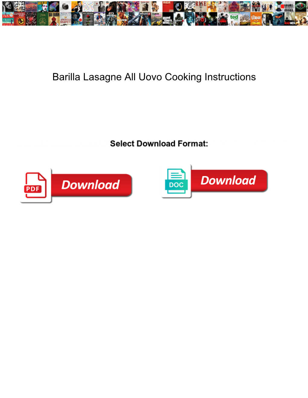 Barilla Lasagne All Uovo Cooking Instructions