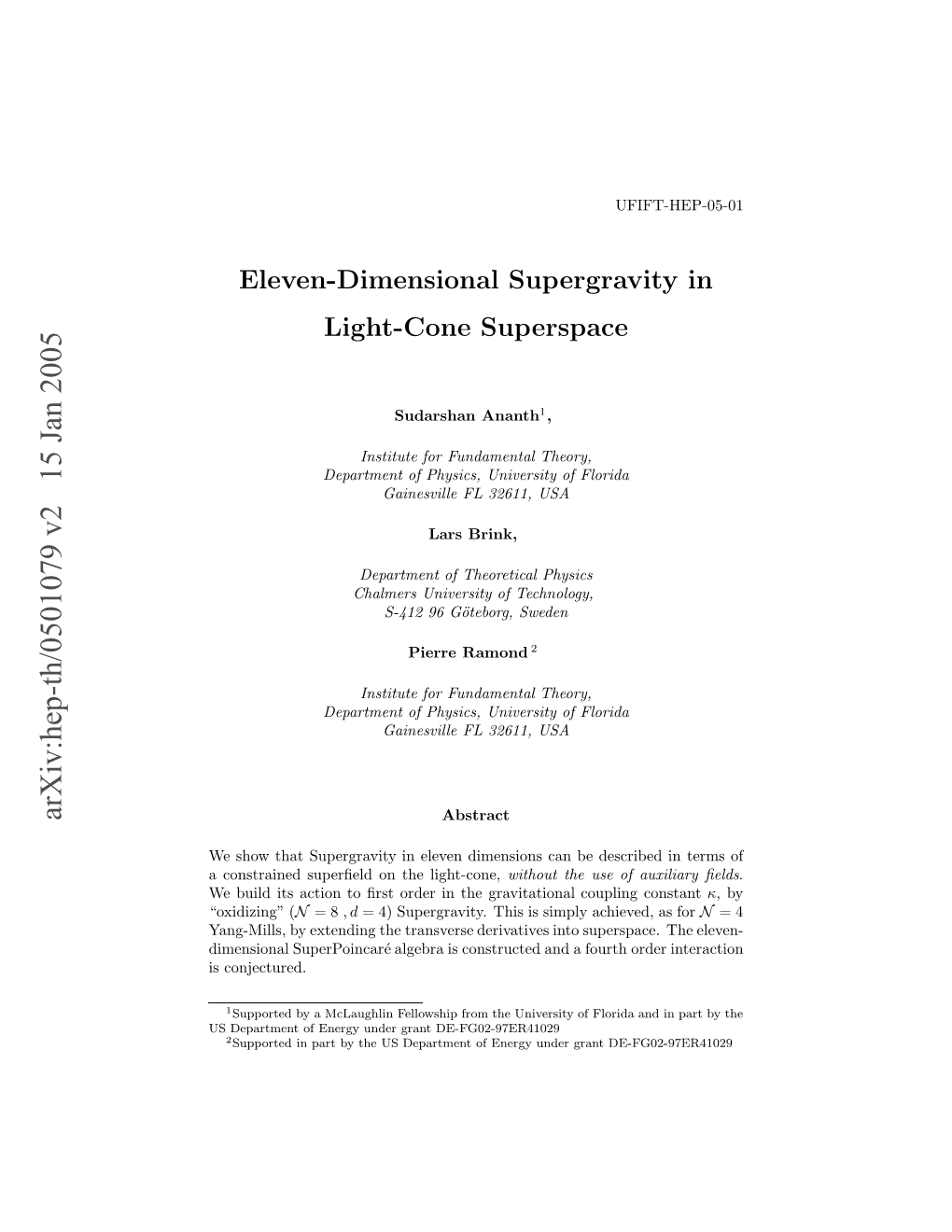 Arxiv:Hep-Th/0501079 V2 15 Jan 2005